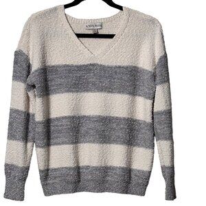Knox Rose Womens V-Neck Striped Sweater  Size XS